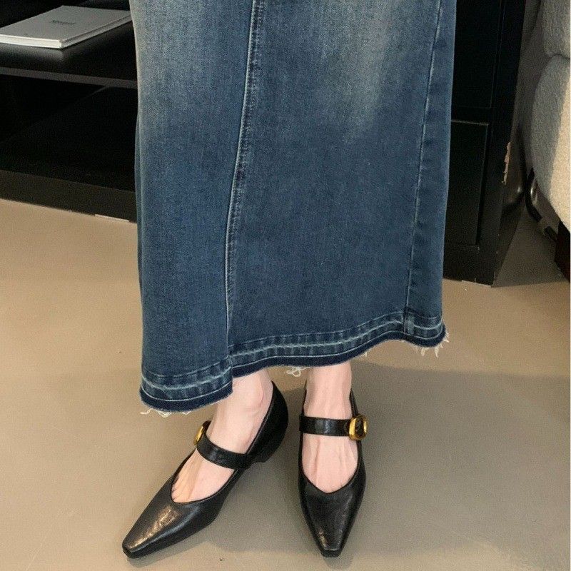 Scarpe Mary Jane di alta qualità in stile francese per donna con fibbia in metallo, eleganti tacchi alti a punta per il pendolarismo_voghion.com