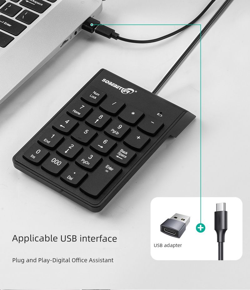 Laptop Digital External Mini Ultra-Thin Type-C /USB Financial Accounting Cashier Keyboard_voghion.com
