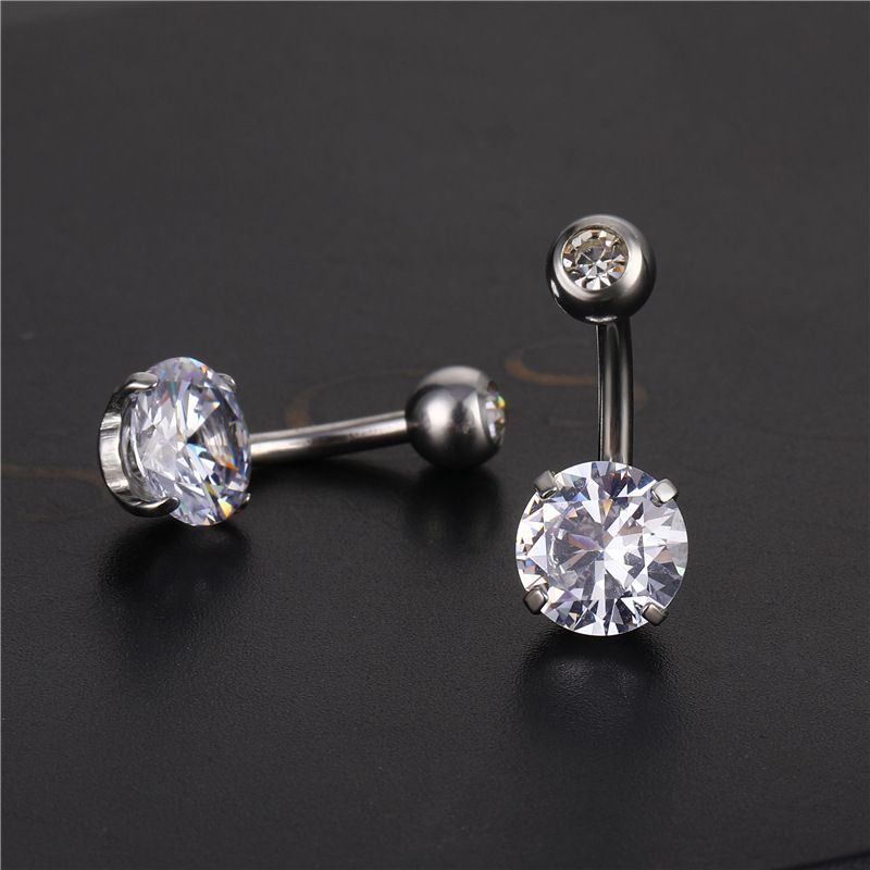 Nuovo squisito anello in zircone in acciaio inossidabile, piercing all'ombelico in titanio_voghion.com