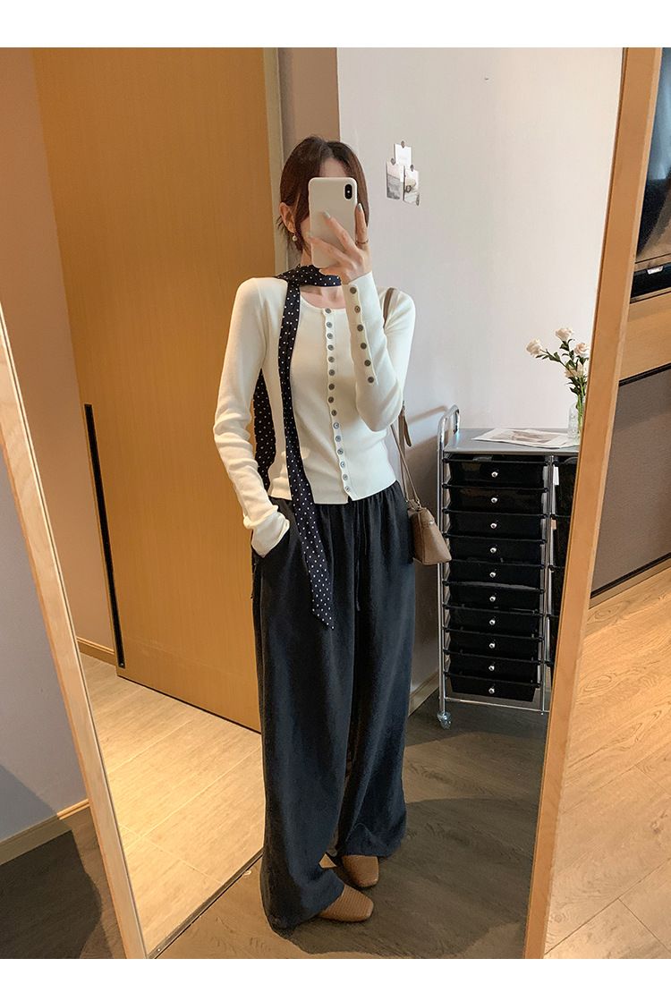 Cardigan in maglia di lana monopetto a maniche lunghe in stile francese europeo per donna, vestibilità slim fit, 2025, inizio primavera_voghion.com