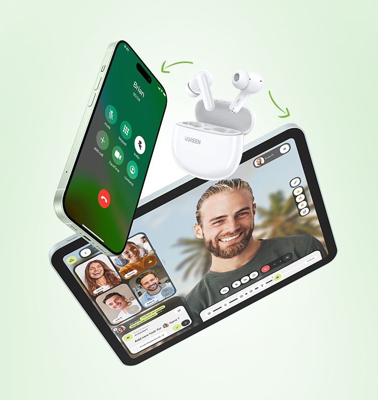 UGREEN HiTune P3 TWS Bluetooth-Kopfhörer, kabellose Kopfhörer, 28 Stunden Anrufgeräuschunterdrückung, In-Ear-Ohrhörer mit Freisprechfunktion_voghion.com