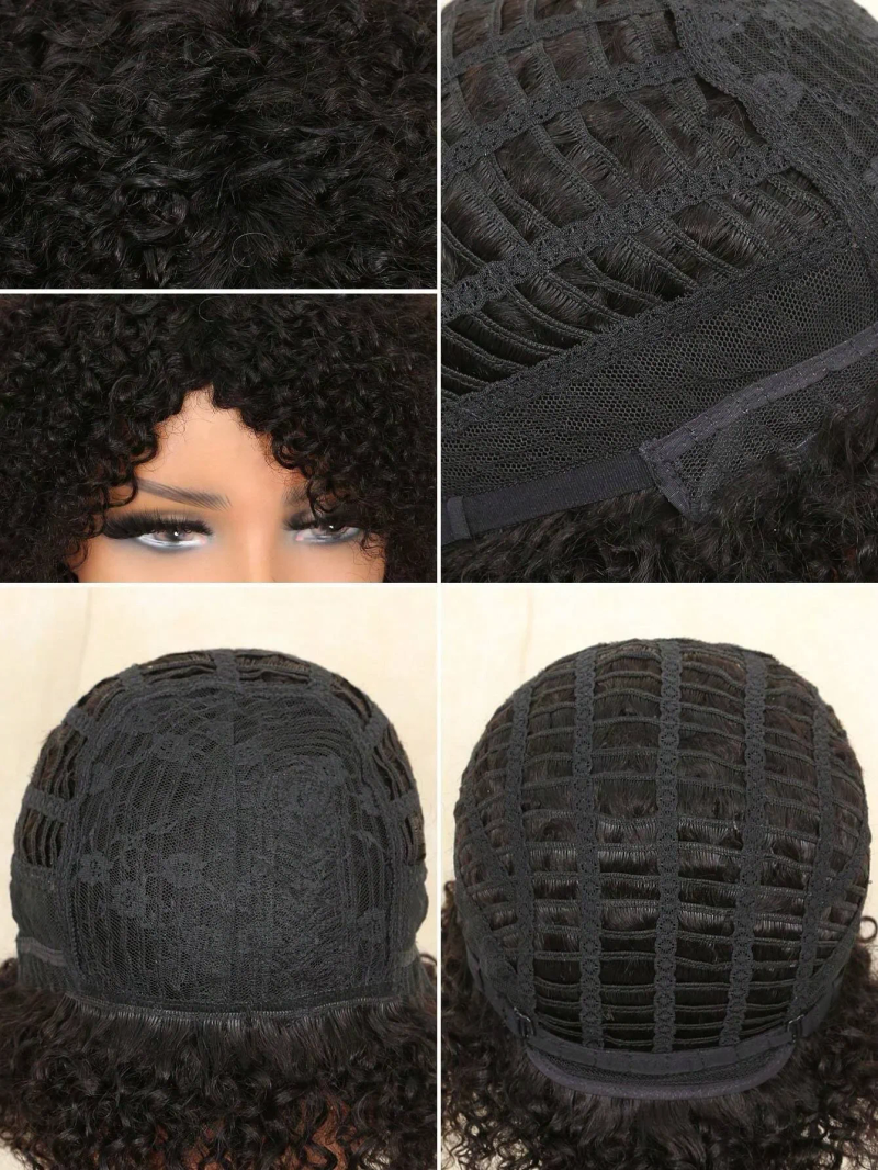 Pelucas de cabello humano brasileño real con corte Pixie, rizadas y cortas para mujeres_voghion.com