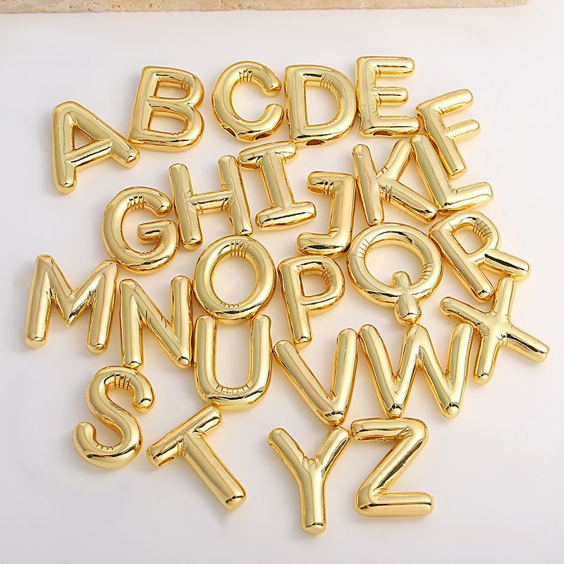 Balloon Iniial Pendan Necklaces for Women Gold Color Chain Bubble Cusom Puff Leer Necklace Personalized Jewelry_voghion.com