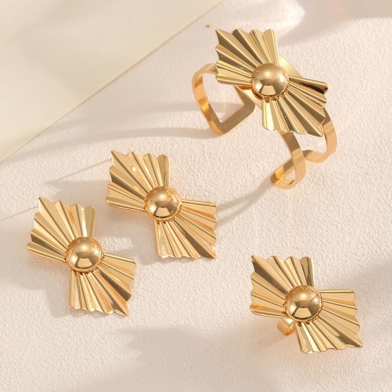 Schmuckset Goldschmuckset Damenschmuckset Übertriebener Punkring Armband Ohrring für Frauen Nischentextur Schmuckset_voghion.com
