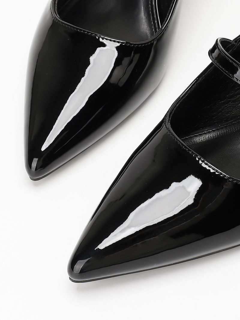 Lijn met puntige hoge hakken chunky heel pumps Mary Jane knot hoofd terug lege sandalen_voghion.com