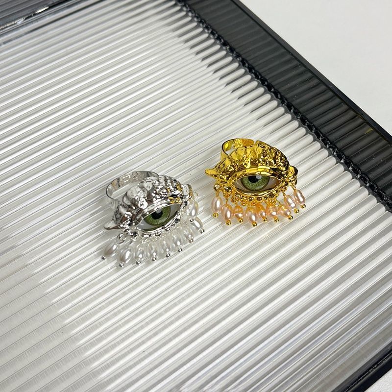 Anello con nappa a forma di occhio di demone, personalità esagerata, per donna, anello aperto di design di alta qualità, squisito accessorio per le dita._voghion.com