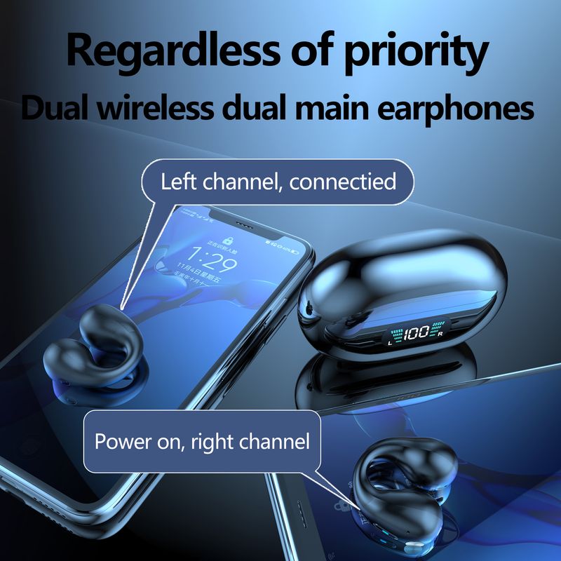 New YYK-Q80 Bluetooth Headset Sports Business Air Conduction Non-in-ear Clip-on Bone Conduction Headset_voghion.com