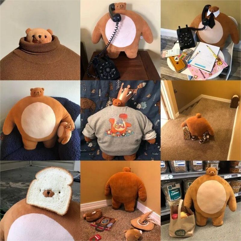 Cuscino di peluche a forma di orso bradipo con testa piccola e grande, elefante e leone, per regalo, schienale e camera da letto_voghion.com