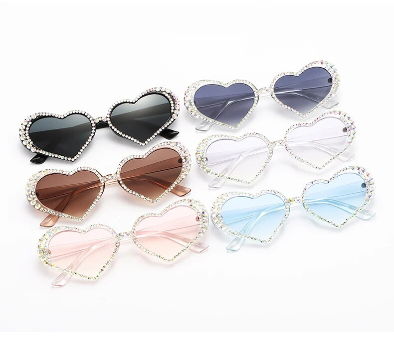 Nouvelles lunettes de soleil Water Diamond couleur bonbon Design femme punk grande monture lunettes pour femmes marque strass nuances_voghion.com