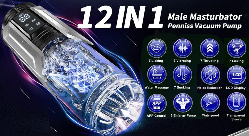 APP LED Automatic Male Masturbator Cup 7 Sucking Rotating Licking Thusting Modes Pocket Pussy Stroker Blowjob Sex Toys_voghion.com