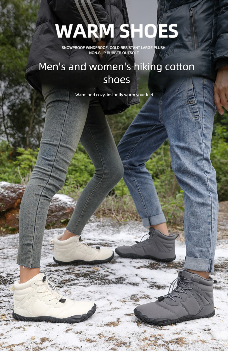 Cross-Border New Fleece-Lined Outdoor Men, Thickened Cold-Proof Five-Toe Shoes For Women, Couples' Large Size_voghion.com
