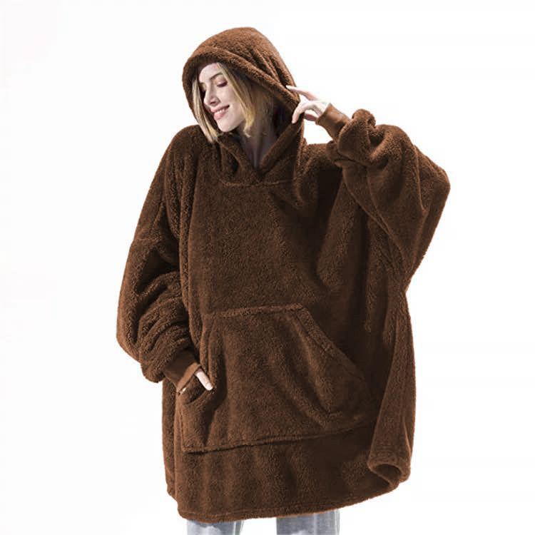 Loose Double Sided Fleece Blanket Couple Style Parent Child Wear Home Clothes_voghion.com