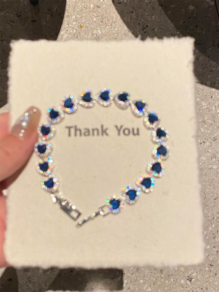 Pulseira super brilhante de zircônia azul com diamantes e design elegante e luxuoso do Palácio Francês!_voghion.com