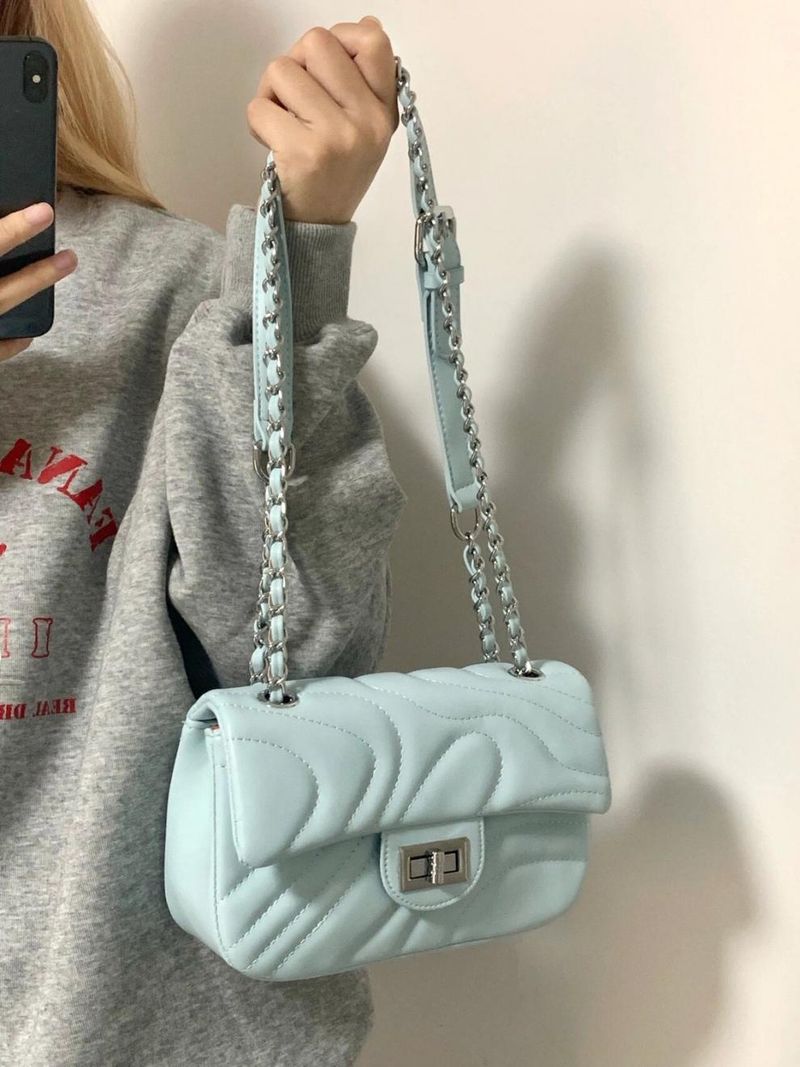 Dames 2025 herfst/winter nieuwe multifunctionele blauwe schoudertas crossbody kettingtas kleine vierkante tas_voghion.com