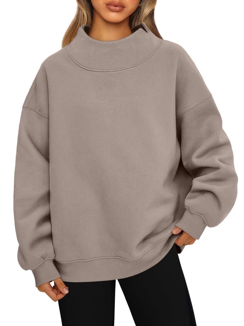 Women's sweatshirt long sleeve turtleneck pullover sweatshirt casual sweatshirt fleece top_voghion.com
