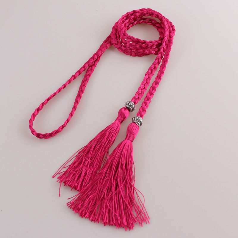 Ceinture à pompon tressée pour femmes, nouvelle collection 2022, nœud décoratif pour cheveux, jupe Hanfu, chaîne, corde de taille_voghion.com