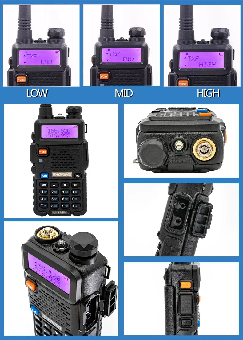 5R 5W 8W Dual Band Baofeng Walkie Talkie UV Ham Two Way VHF UHF FM Handheld Radio Transceiver For Hunting 16KM_voghion.com