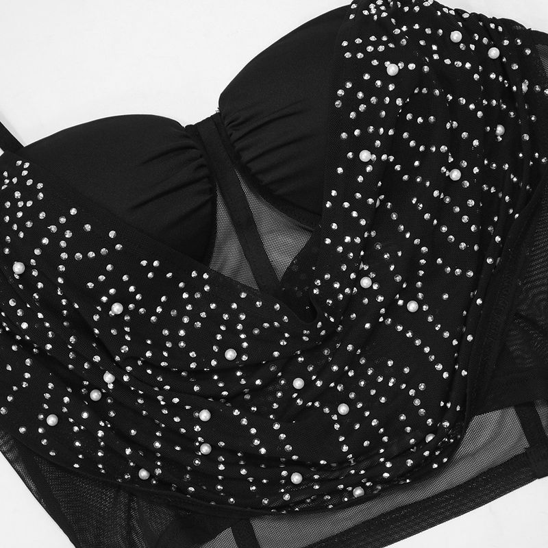 Trendy Rhinestone Crop Top With Bodycon Pencil Skirt Set - Sexy Two-Piece Outfit For Women_voghion.com
