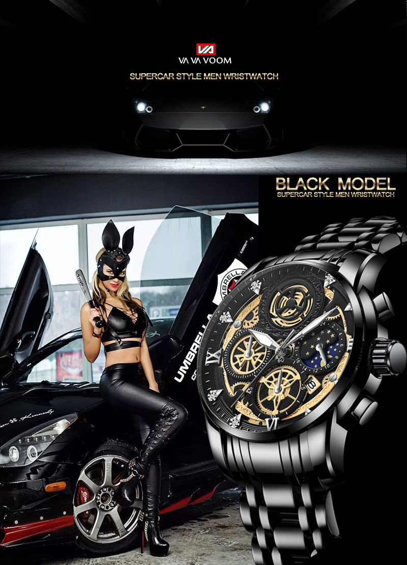 Men's Watch Sun Moon And Stars Hollow Calendar Men's Watch Tourbillon Luminous Quartz Waterproof Watch_voghion.com