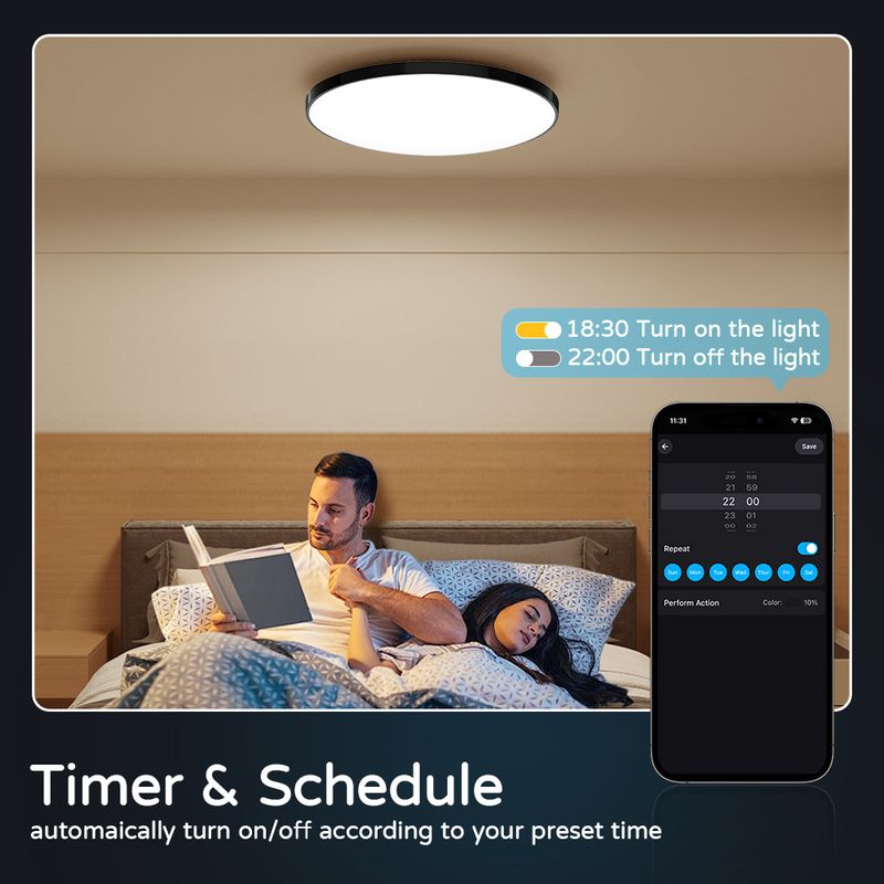 Glühbirnen Smart Wifi Bluetooth Fernbedienung Dimmen Farbe Stimme Moderne ultradünne einfache schwarze Rahmen Drei-Beweis-Deckenlampe_voghion.com