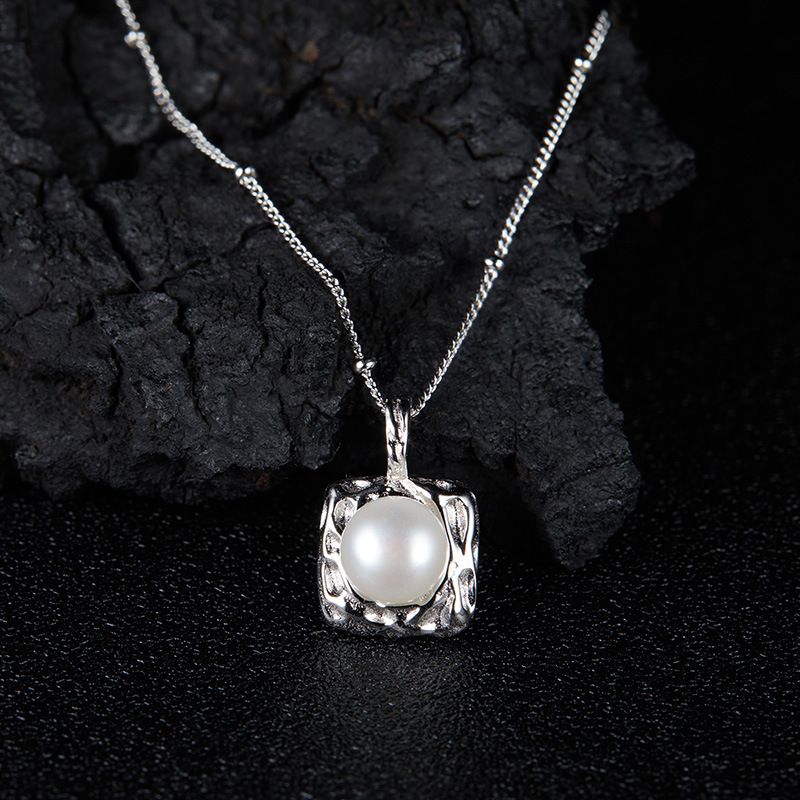 Parure di gioielli da donna in argento Sterling 925 con perle d'acqua dolce naturali, elegante collana, orecchini e anello, minimalista e chic_voghion.com