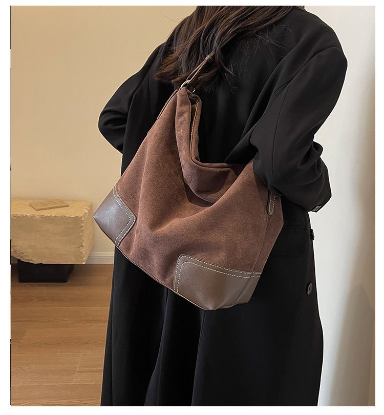 Borsa a tracolla singola in pelle scamosciata di alta qualità per donna 2024, nuova borsa alla moda e versatile con grande capacità per i pendolari_voghion.com