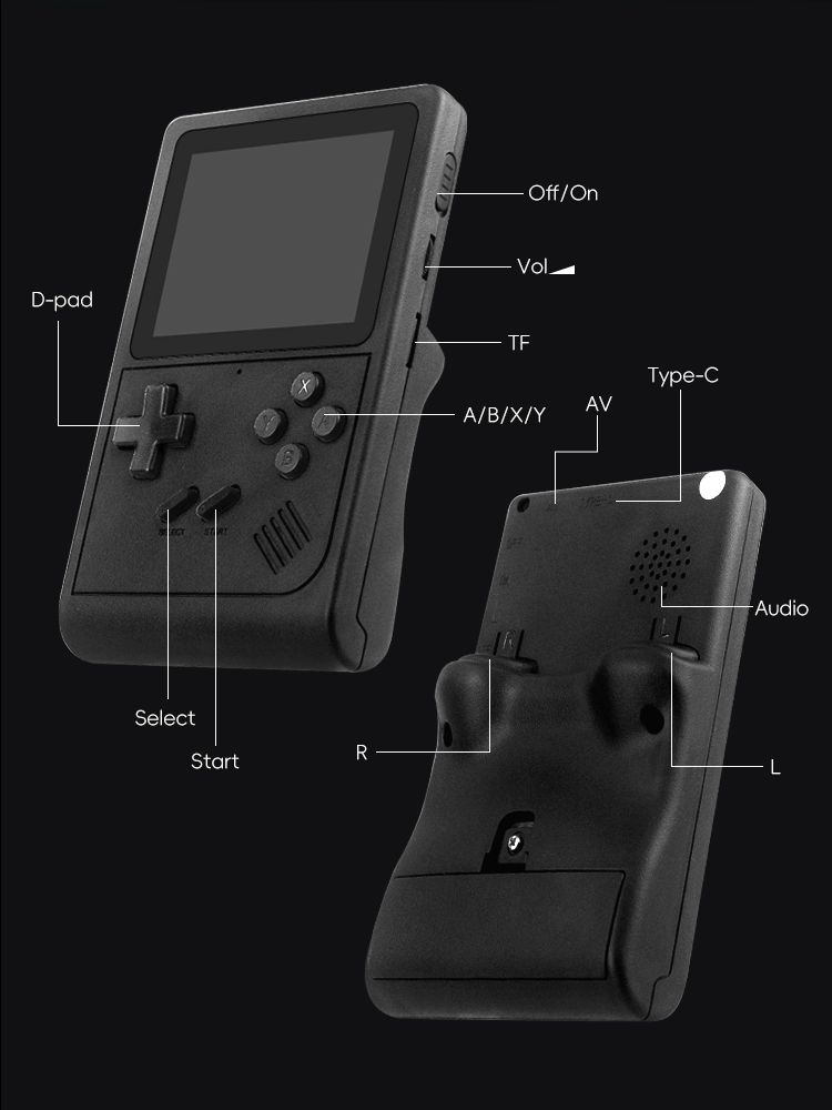 Console portable rétro pour jeux vidéo, mini émulateurs NES/SNES/GBA, pour Gameboy, GB300, cadeau pour enfant_voghion.com