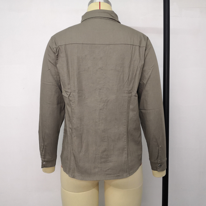 Langärmlige Jeanskleidung für Damen, mittellanges neues Jeanshemd für Damen_voghion.com