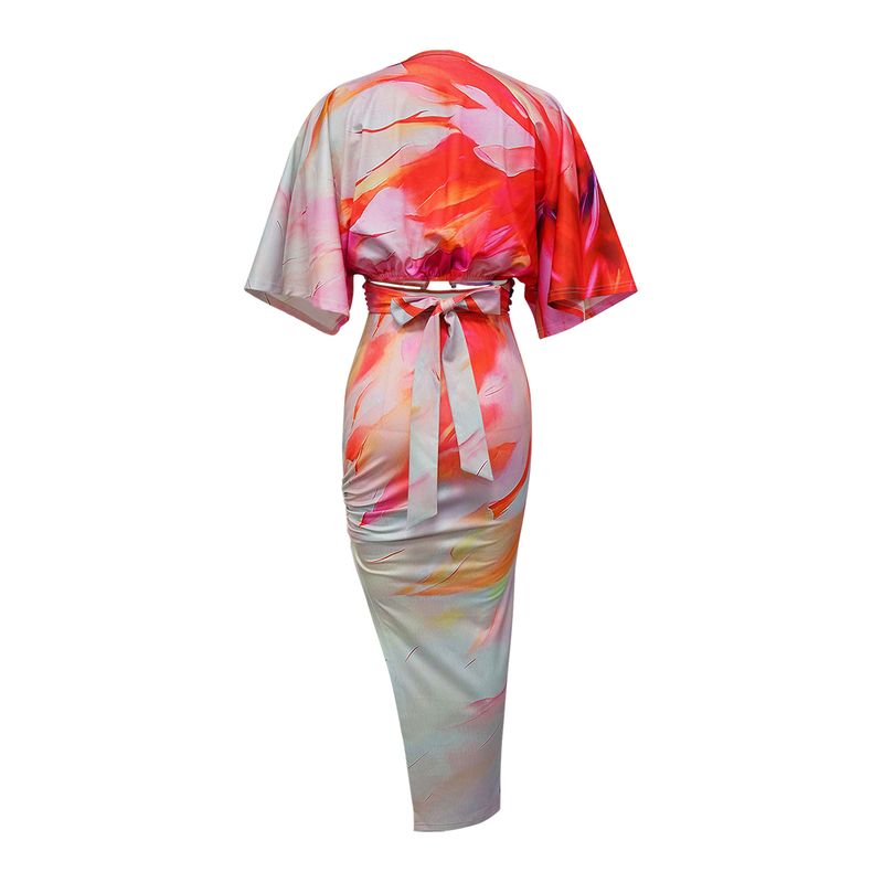 Completo gonna con spacchi laterali e scollo a V sexy da donna, nuovo_voghion.com