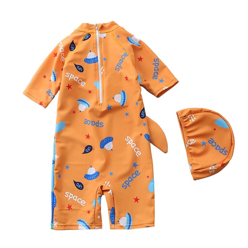 Traje de baño para niños de una pieza con capucha de dinosaurio, traje de baño de manga larga para playa, protector solar, traje de baño de aguas termales para bebés_voghion.com