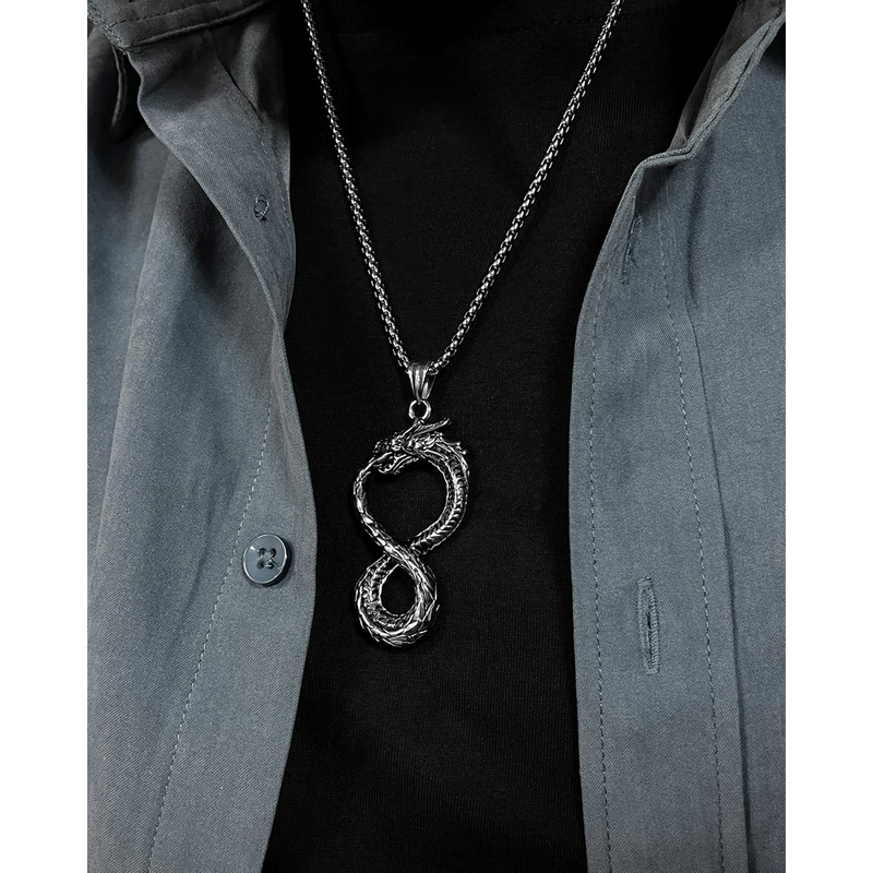 Infinity Symbol Dragon Necklace Personalized Titanium Steel Pendant_voghion.com