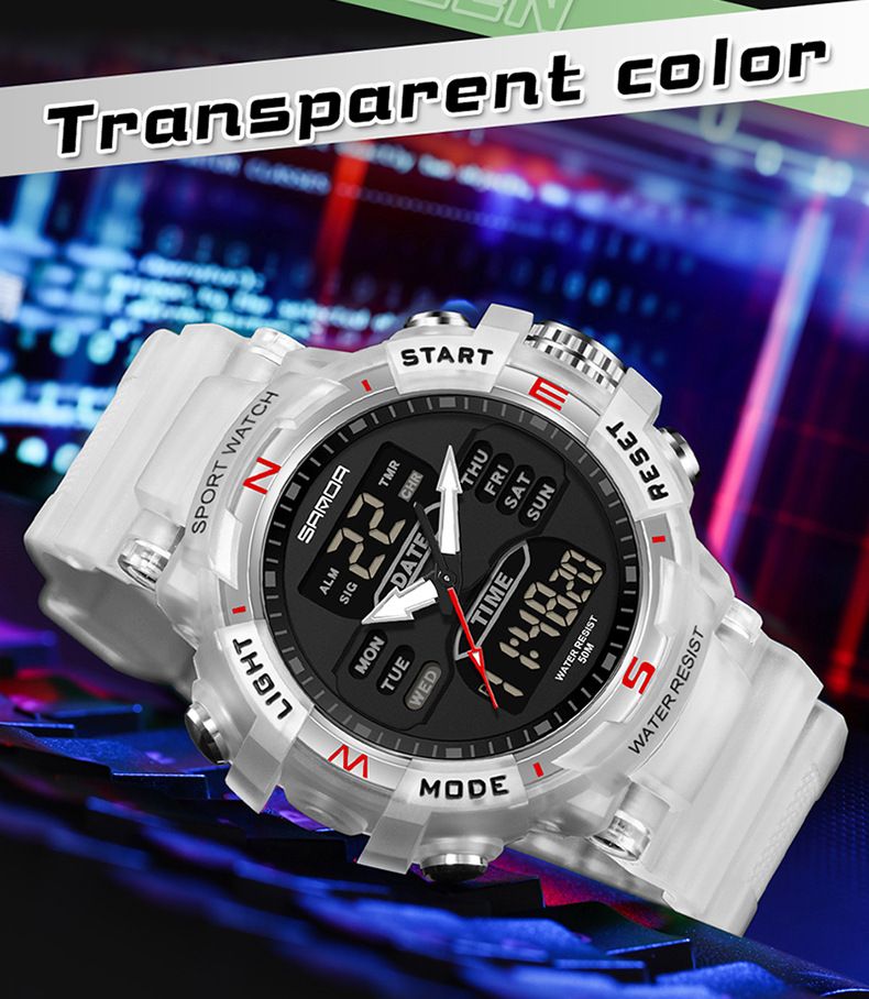 Unisex Digital Analog Watch With Alarm, Countdown, Dual Time, Waterproof & Glow-in-the-Dark For Casual & Sports Personality Watch_voghion.com