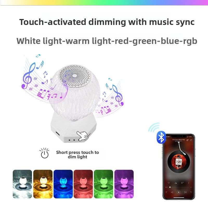 New Bluetooth Speaker Crystal Projection Colorful Atmosphere Romantic Lamp Rechargeable Bedside Bedroom Night Light_voghion.com