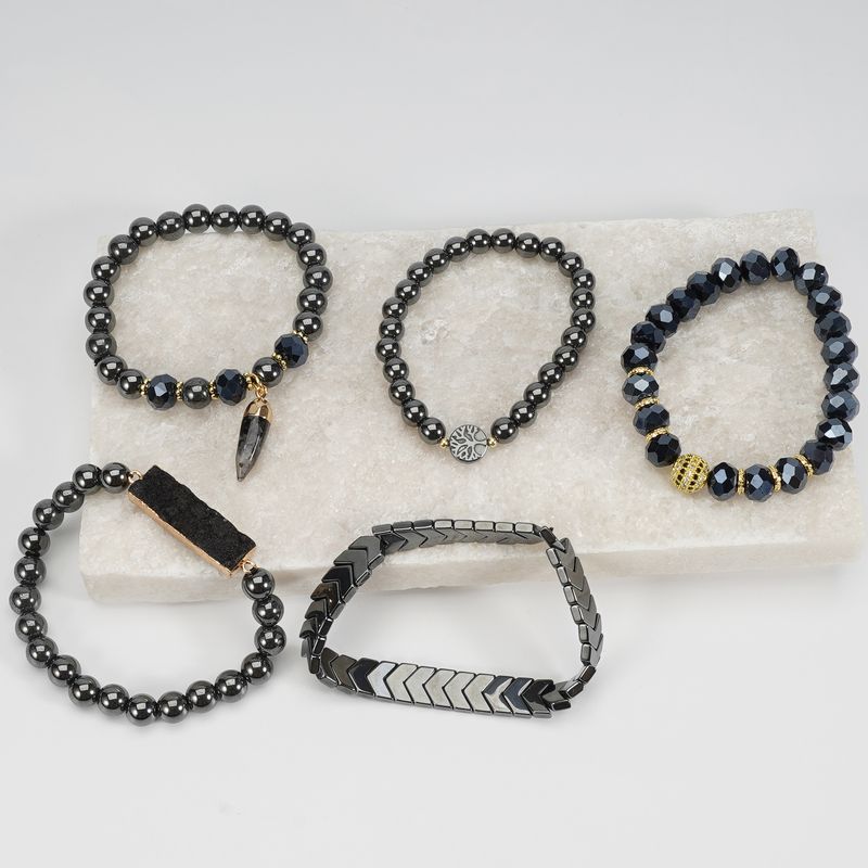 Bransoletka w stylu boho, zestaw z naturalnymi kamieniami szlachetnymi i kryształem, zestaw Imperial Pine, damska_voghion.com