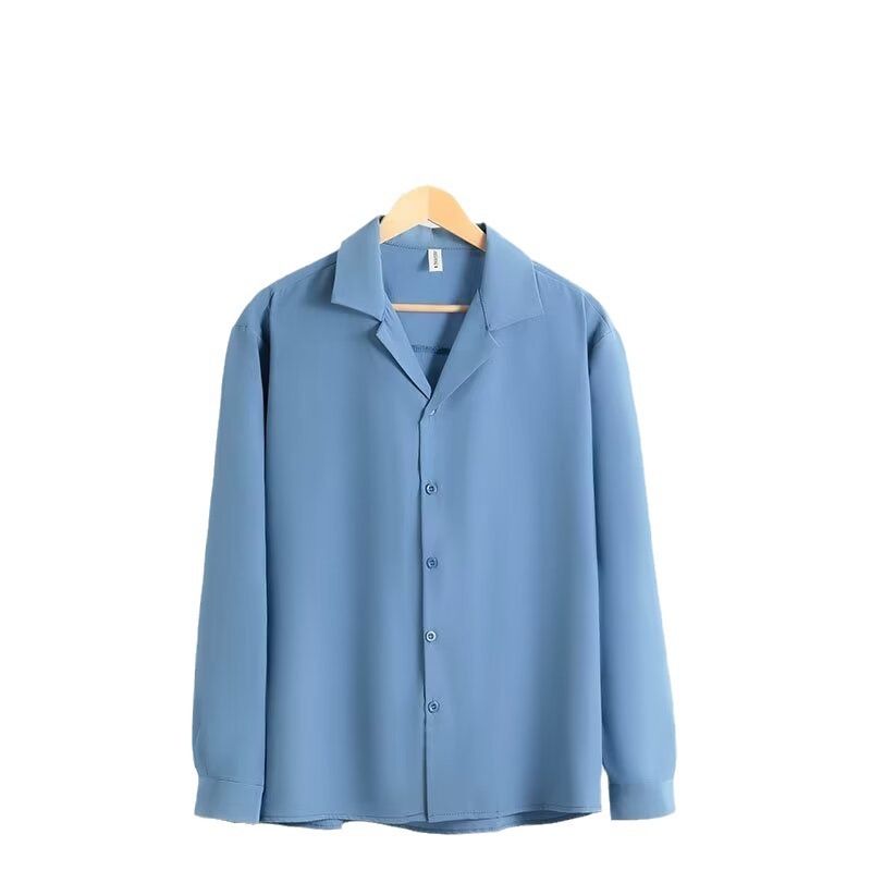 CT Long Sleeve For Men, Spring And Autumn Korean Style, Trendy Solid Color Shirt, Slim Fit, Plus Size, Office Work_voghion.com