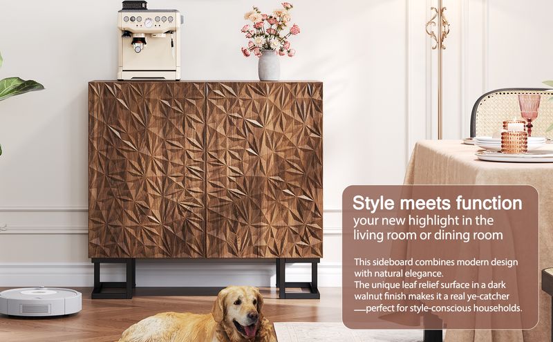 Credenza 80x78 cm Walnussoptik, cassettiera con apertura a pressione, metallo, design moderno_voghion.com