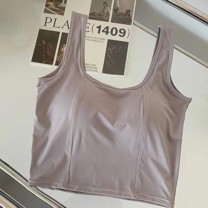 Ice Silk Solid Color One-Piece Comfortable Basic Camisole_voghion.com