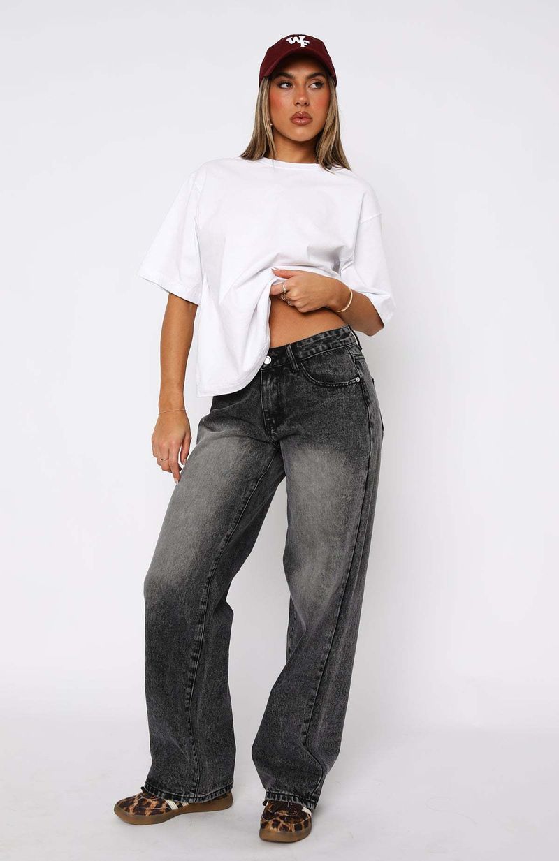 Pantaloni in denim dritti non elasticizzati con vita alta per donna_voghion.com