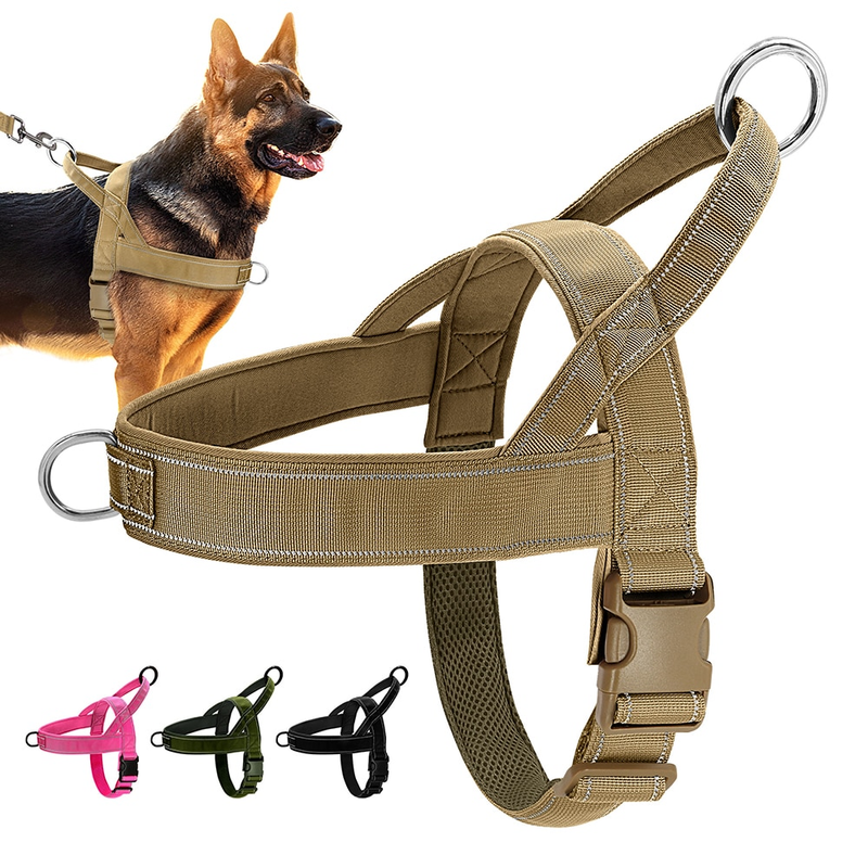 Arnês de treinamento refletivo de nylon durável sem puxar para animais de estimação com alça para cães pequenos, médios e grandes, pastor alemão_voghion.com