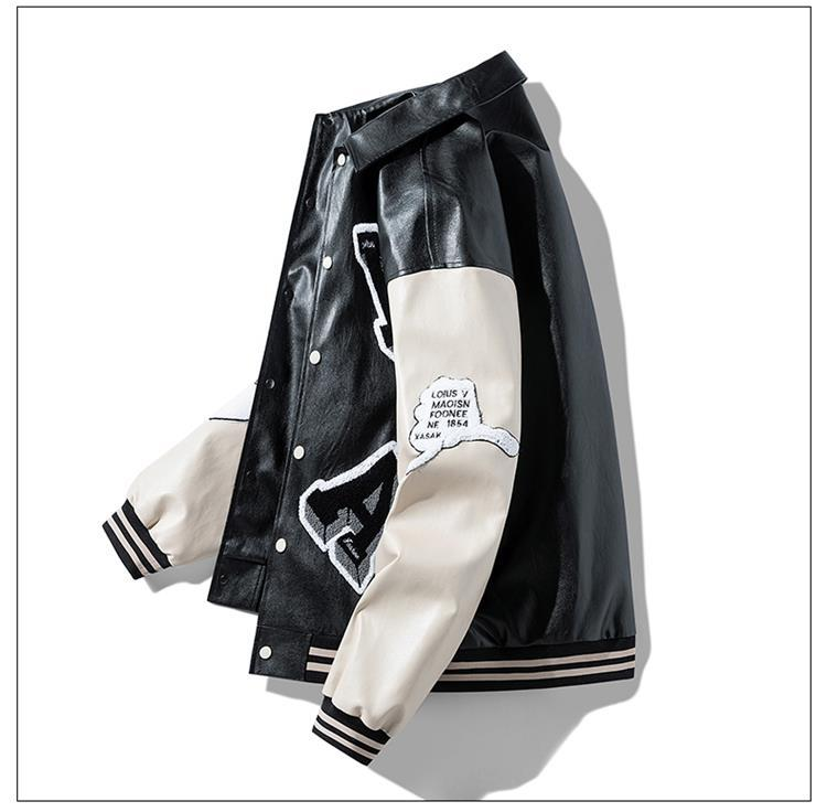 PQ Automne Hiver Décontracté Polyvalent Outillage Veste En Cuir Pour Hommes Uniforme De Baseball Veste En Cuir Hommes_voghion.com