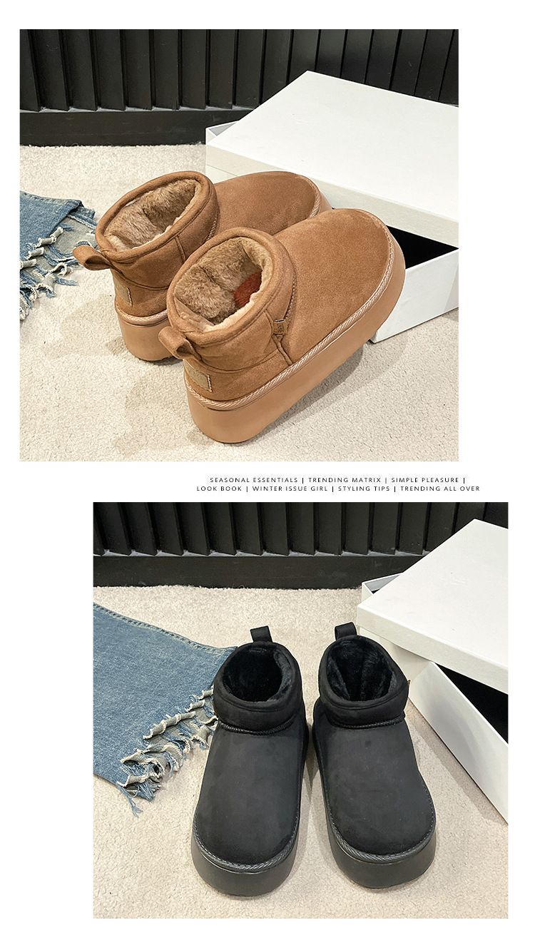 Stivali da neve corti in cotone con suola spessa rosa da donna per l'inverno Veet, scarpe da pane_voghion.com