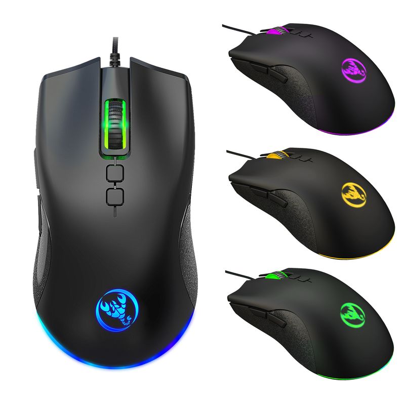 A883 krāsaina kvēlojoša 7D spēļu pele, Esports vadu pele 6400dpi regulējama makro programmēšana_voghion.com