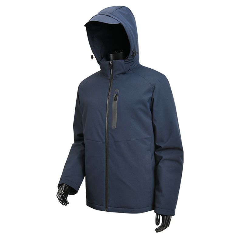 Herrenbekleidung Winterjacke mit Kapuze – Softshell-Outdoormantel, lockere Passform, warmes Fleecefutter, mehrere Taschen (Schwarz, Armeegrün, Beige, Marineblau)_voghion.com