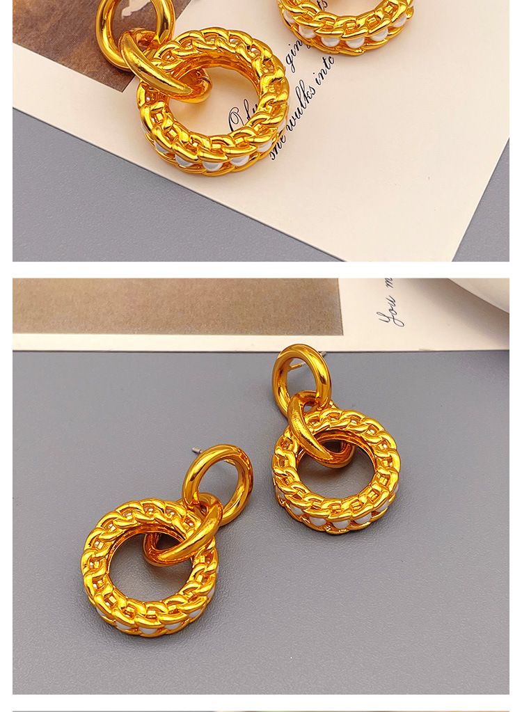 Qingdao con fibbia a catena a cerchio geometrico e intarsio di perle, design squisito, ciondolo, orecchini_voghion.com