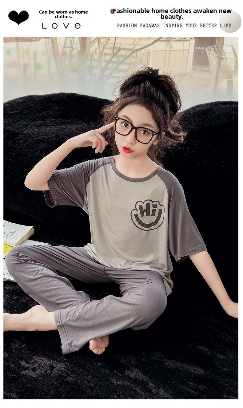 Pyjamas Kinder Sommer Klasse A Modal Kinderhaus Kleidung Anzug Kinder und Mädchen Pyjamas Damen Sommer_voghion.com