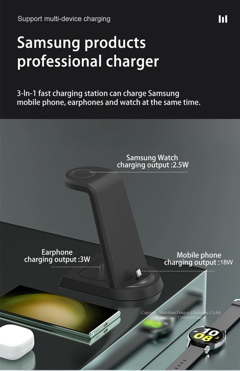 18 W superschnelles kabelloses Ladegerät in 1 für Samsung S25 S24 S23 Ultra S22 S21 Galaxy 5 4 3 Active Watch Ohrhörer aufladen_voghion.com