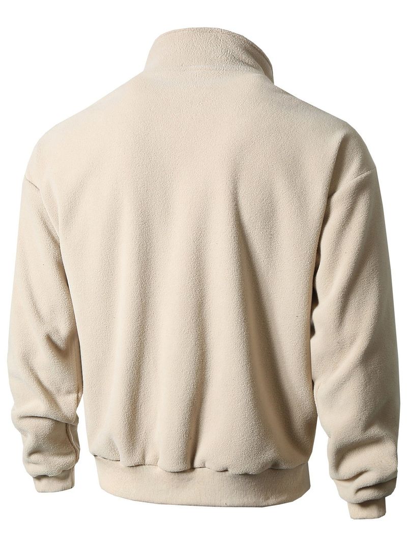 Chaqueta informal con capucha y cremallera para hombre - Sudadera ligera con cuello alto y forro polar para otoño e invierno (gris, negro, verde, beige)_voghion.com