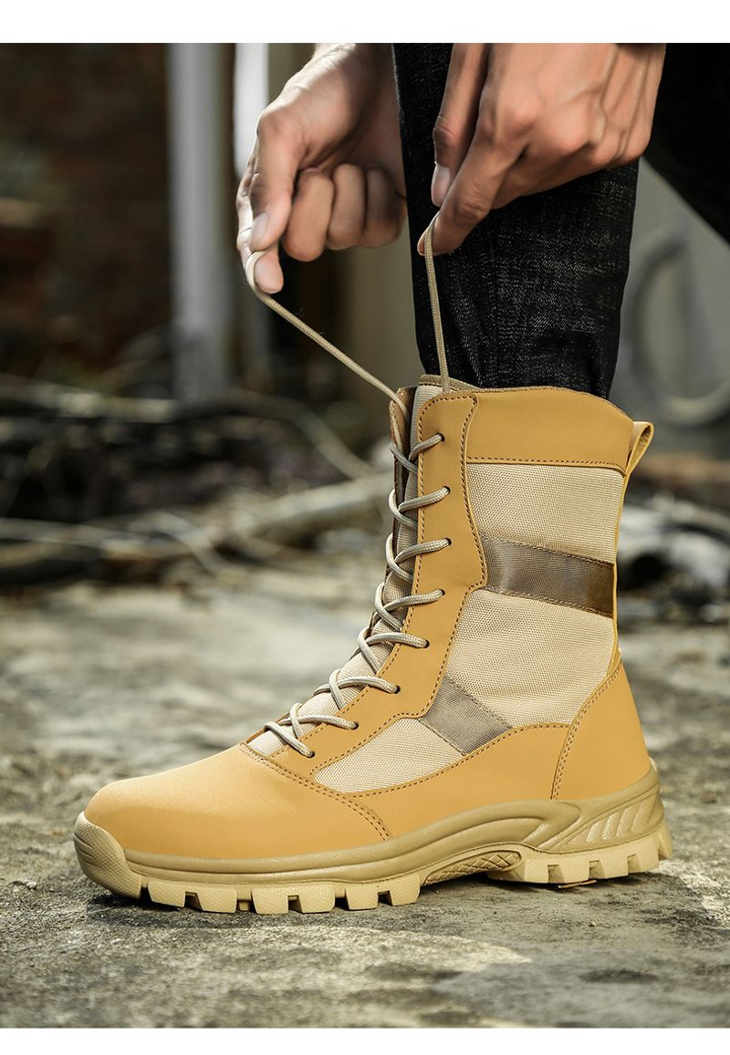 Nouvelles bottes de Combat d'extérieur montantes de couleur unie, bottes de base légères, confortables et résistantes à l'usure_voghion.com