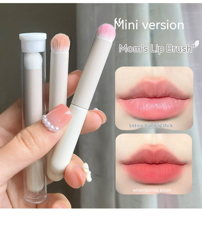 Box Mini Lip Brush Convenient Round Head Concealer Portable Lip Makeup Brush Halo Dye Mouth Red Lip Belt Protective Sleeve_voghion.com