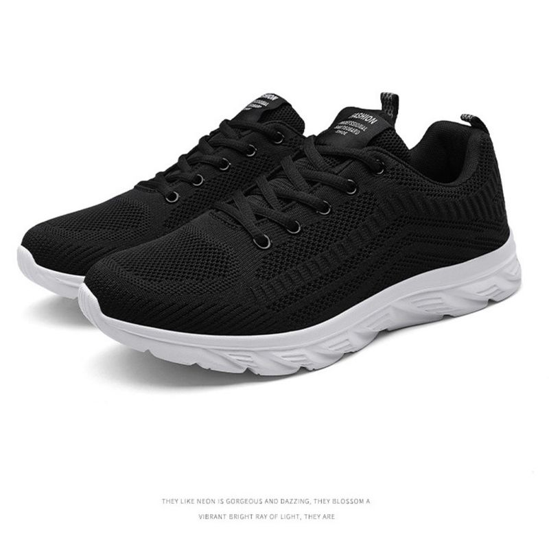 Scarpe da ginnastica da uomo alla moda in maglia con lacci, scarpe da ginnastica da passeggio per corsa atletica all'aperto_voghion.com